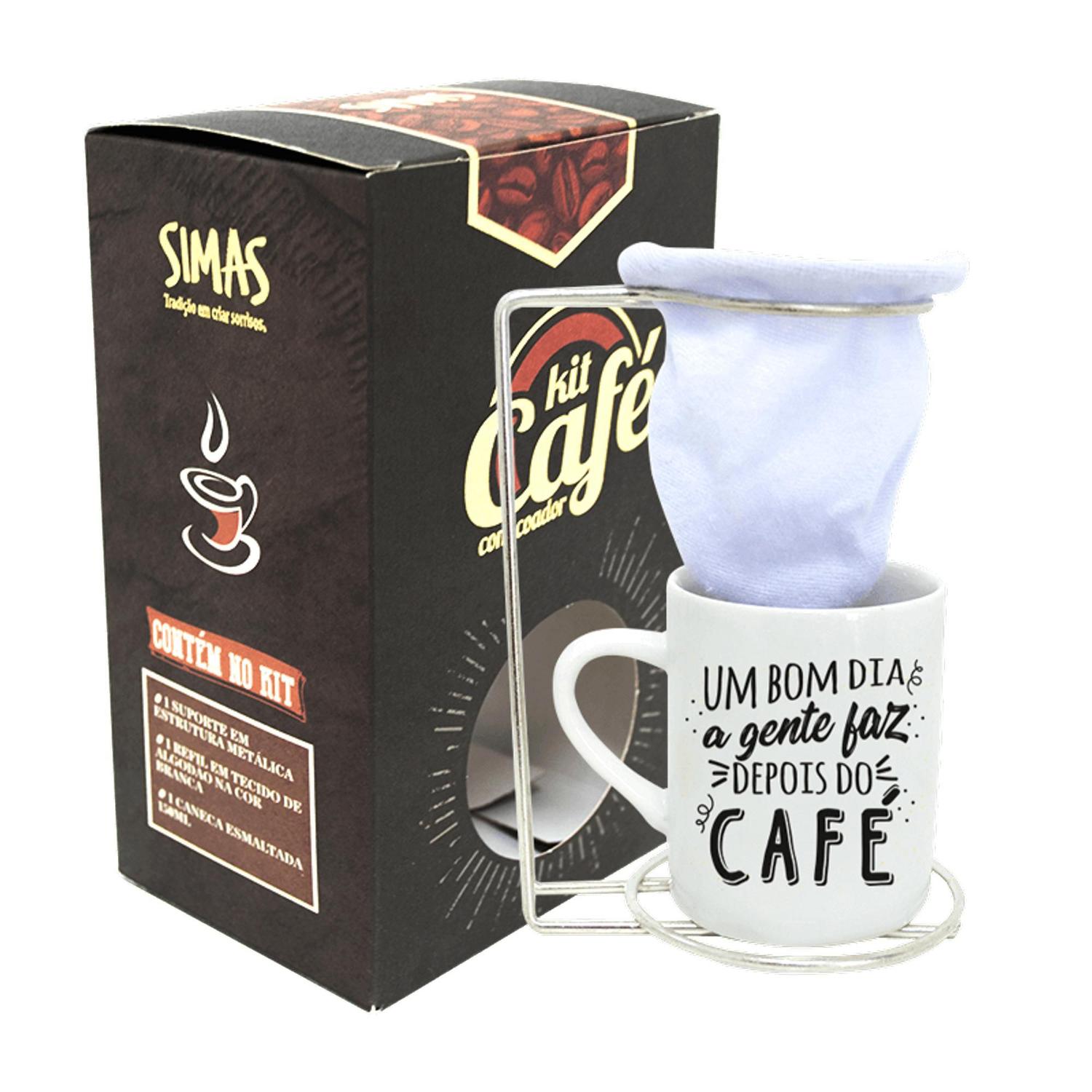 Kit Cafe Caneca+Coador - Um bom dia - SIMAS - Chá e Café - Magazine Luiza