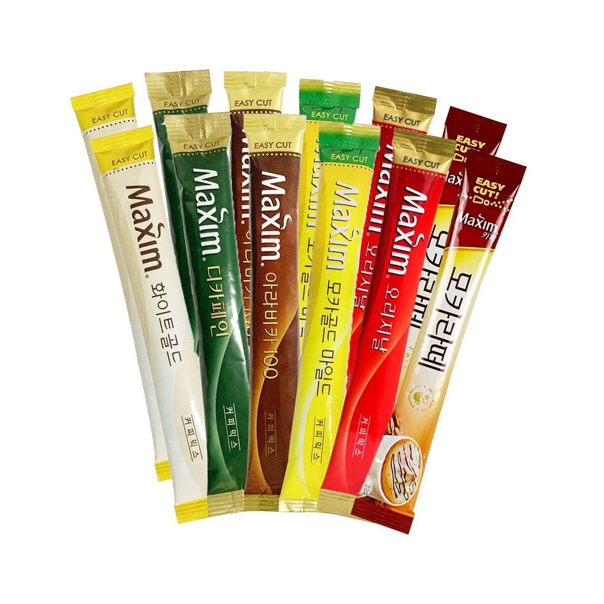 Kit Café Pronto Solúvel Coffee Maxim Coreano 12 Sachês 6 Sabores