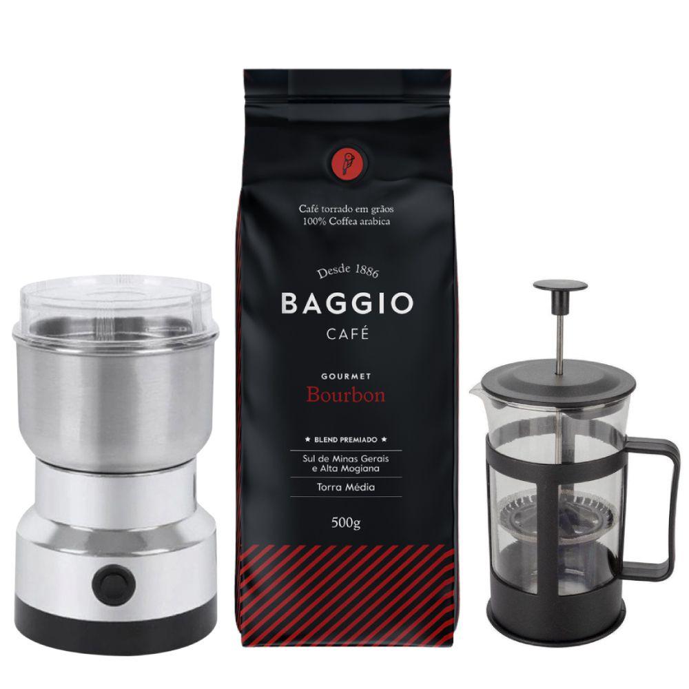 Kit Cafeteira Prensa + Moedor de Grãos + Café em Grão Baggio - Chá e Café -  Magazine Luiza