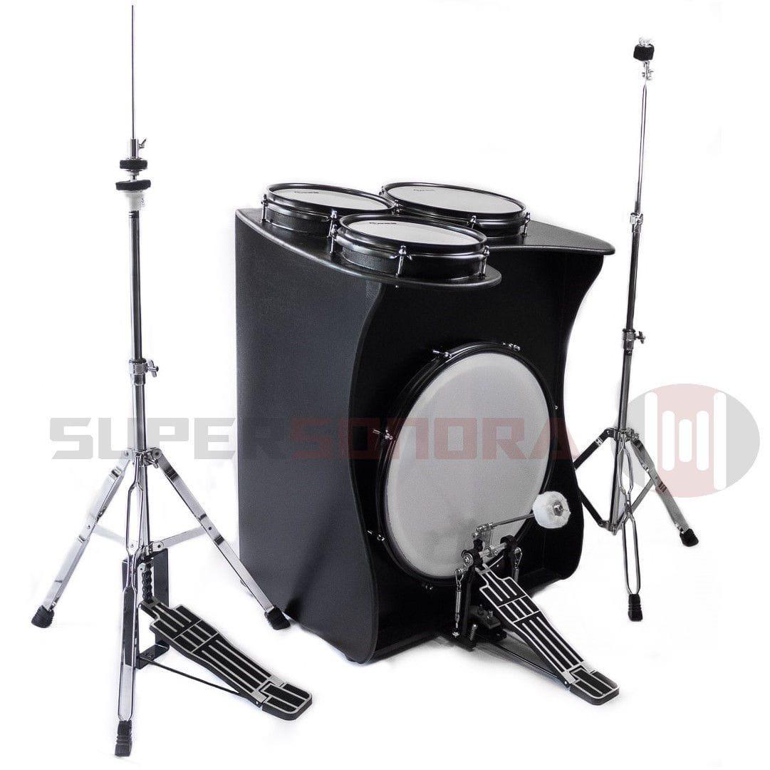 Kit Cajon Bateria Extreme Drum Box 16' Jaguar + Pedal + Estante para