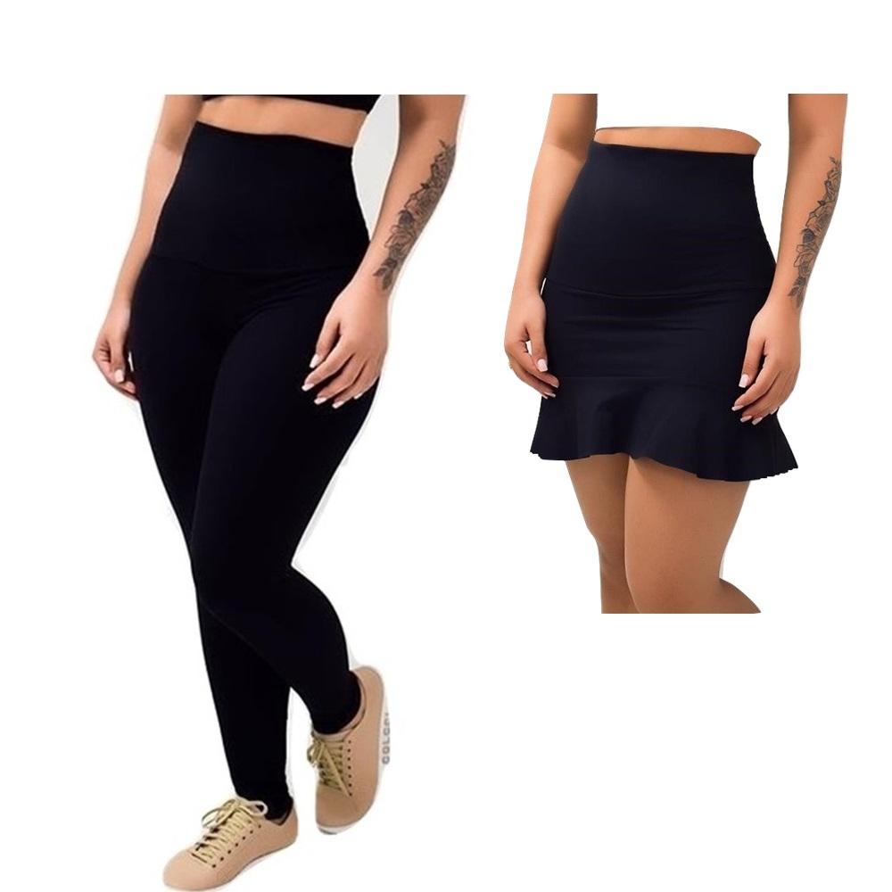 Kit Calça Legging + Short saia Cós Alto Modelador Suplex Poliamida Alta  Compressão - PRETO - Fasciniun Confecções - Outros Moda e Acessórios -  Magazine Luiza
