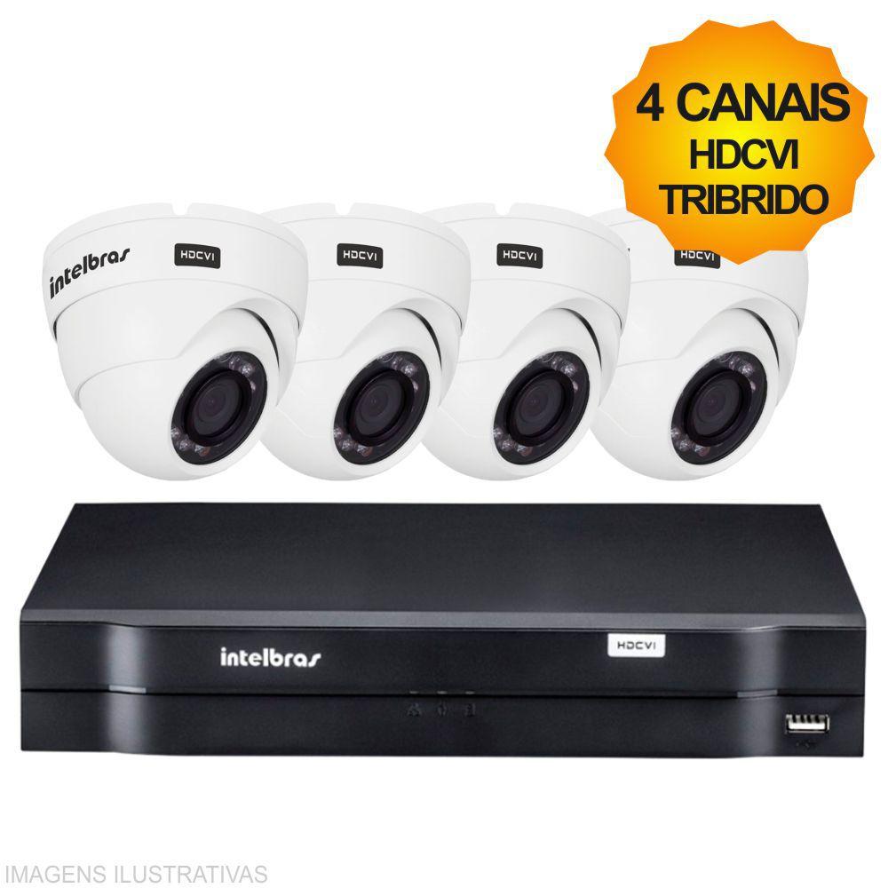 Kit Câmeras de Segurança Intelbras HDCVI Tribrido Dvr 4Ch + 4 Câmeras
