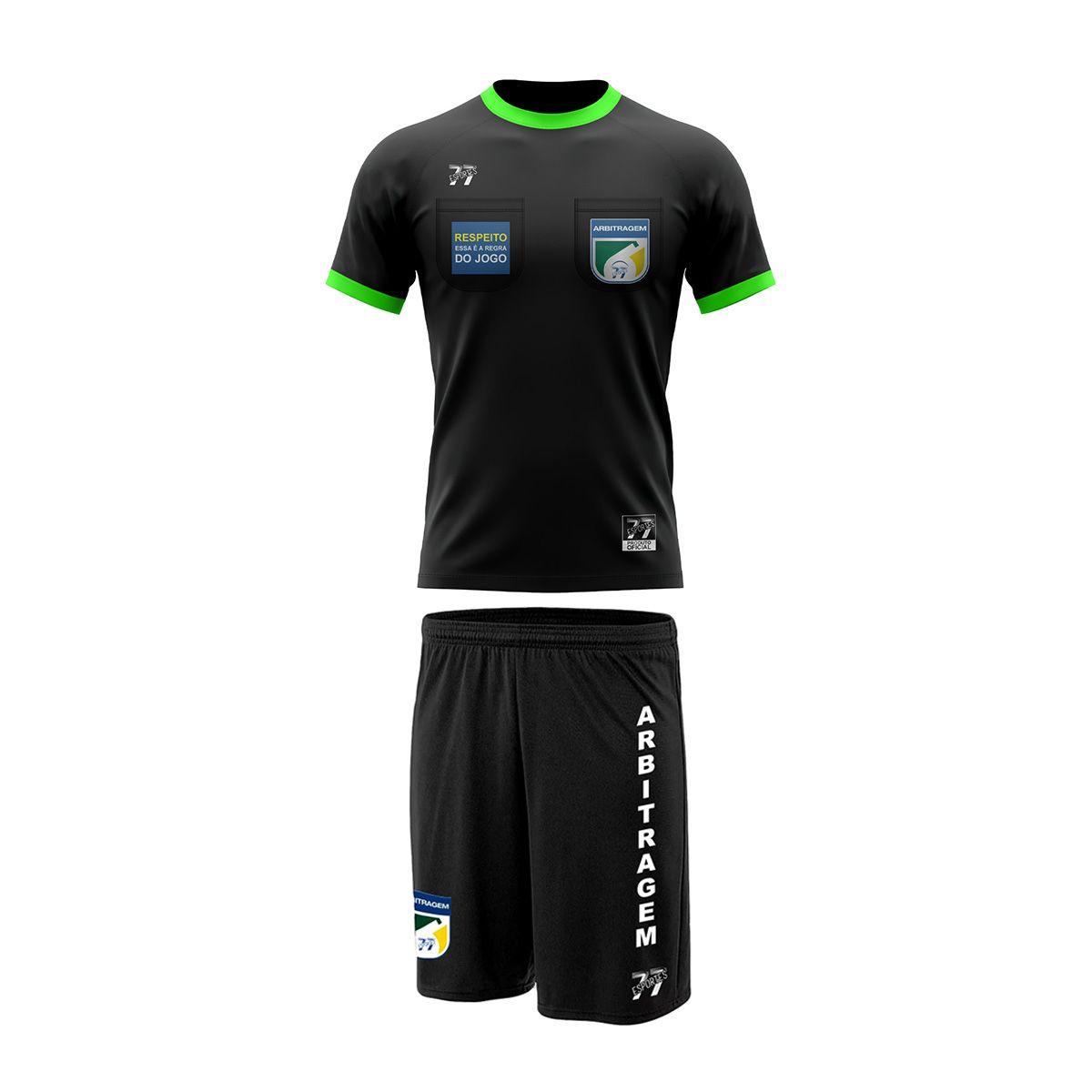 Kit Camiseta E Short Arbitro Futebol Arbitragem Profissional