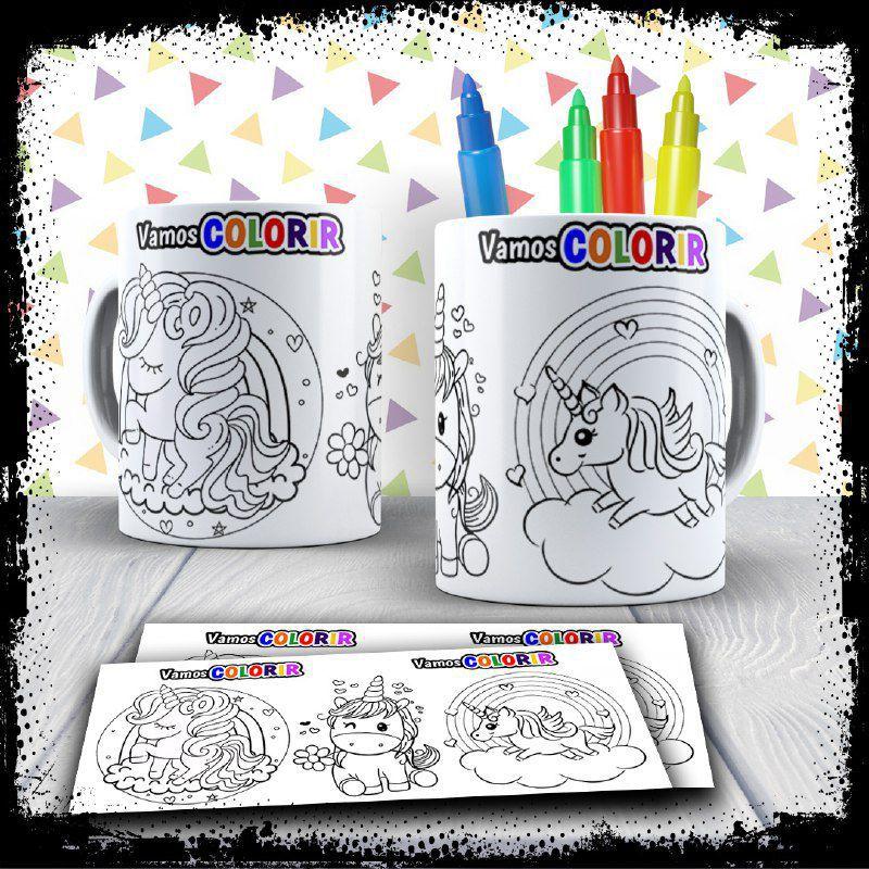 Kit Caneca Vamos Colorir Unicórnio + Jogo de Canetinhas - Mary Pop  Personalizados - Caneta - Magazine Luiza