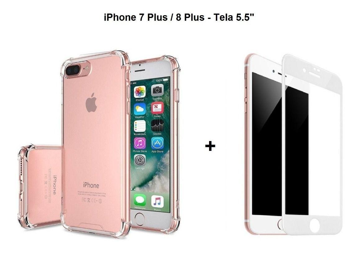 Kit Capa Anti Impacto Transparente + Película Vidro 5D iPhone 7 / 8 Plus  Ultra Resistente - Smart Select - Kit Capinha e Película para Celular -  Magazine Luiza
