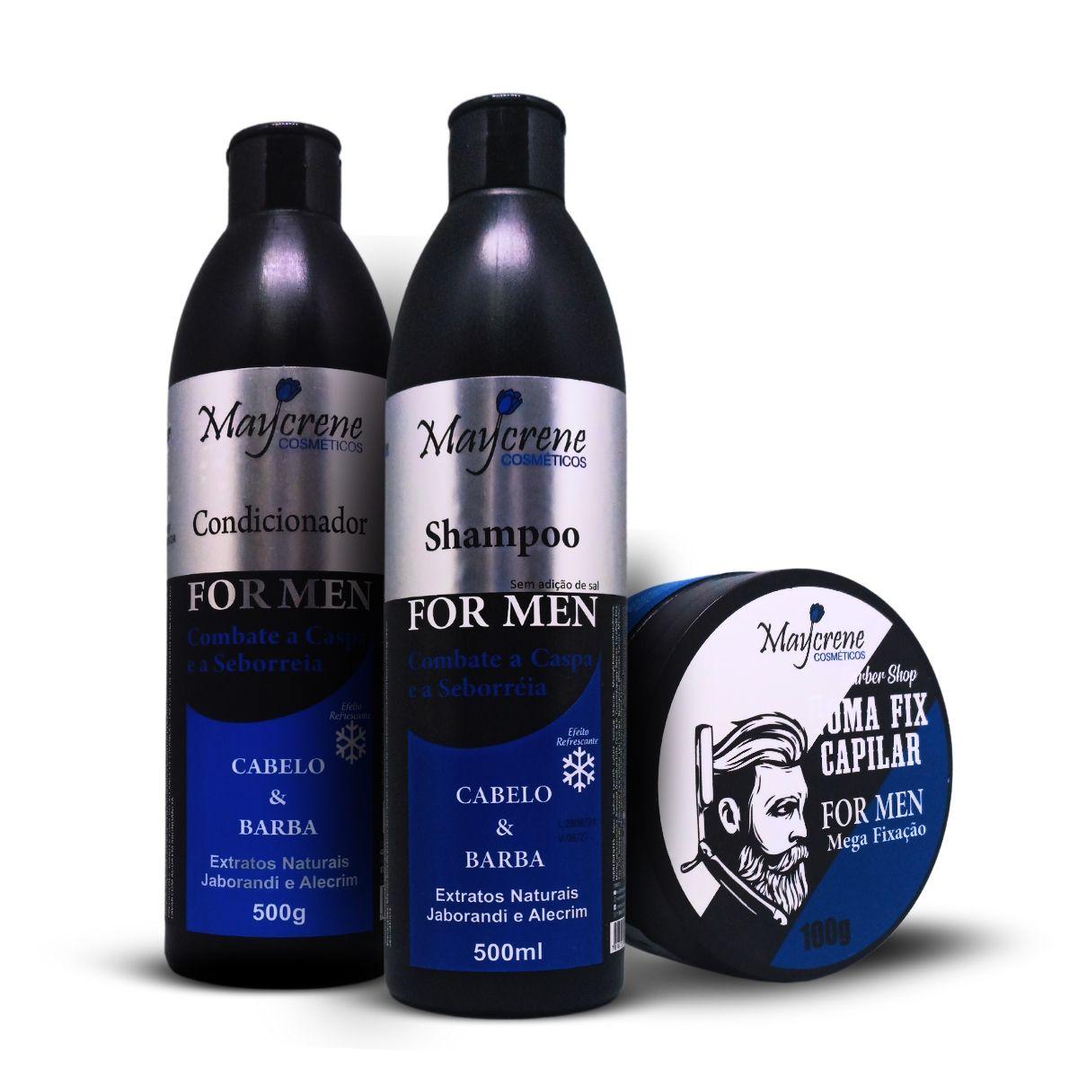Imagem de Kit Capilar Masculino For Men Shampoo, Condicionador + Pasta Fixadora Goma Fix