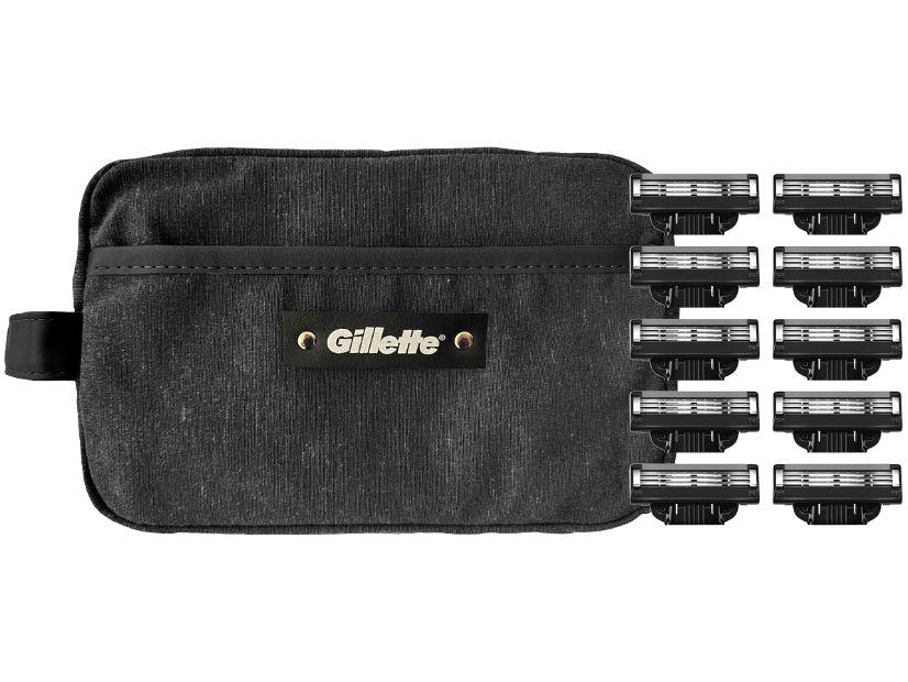Kit Carga para Aparelho de Barbear Gillette Mach 3 Carbono 10 Unidades com Necessaire