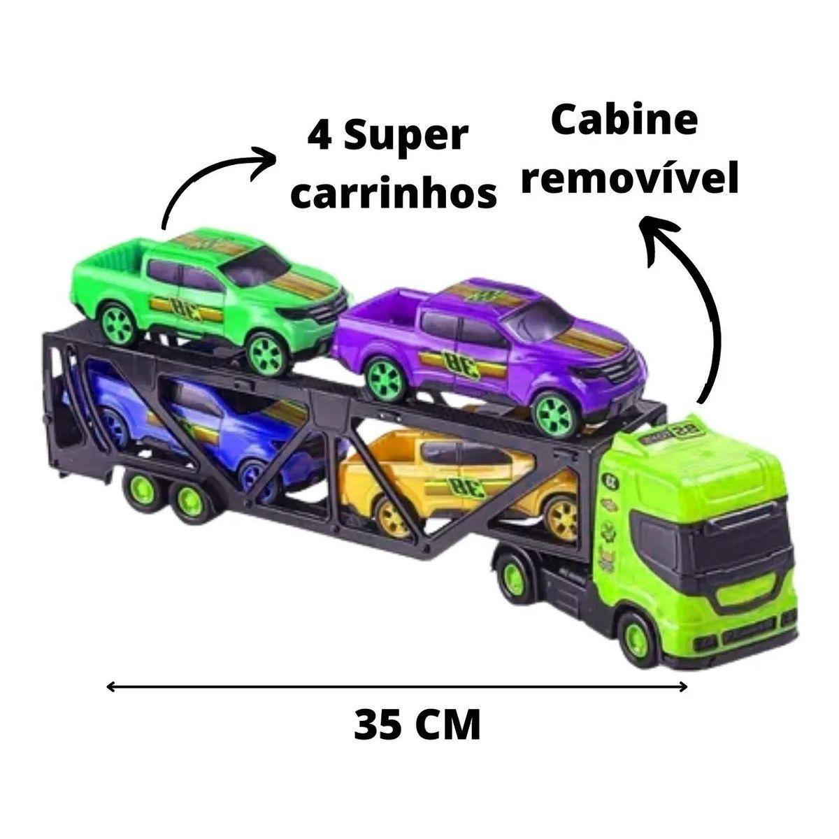 Kit 3 Carreta Cegonheira Caminhão Brinquedo Com 2 Carrinhos Cada