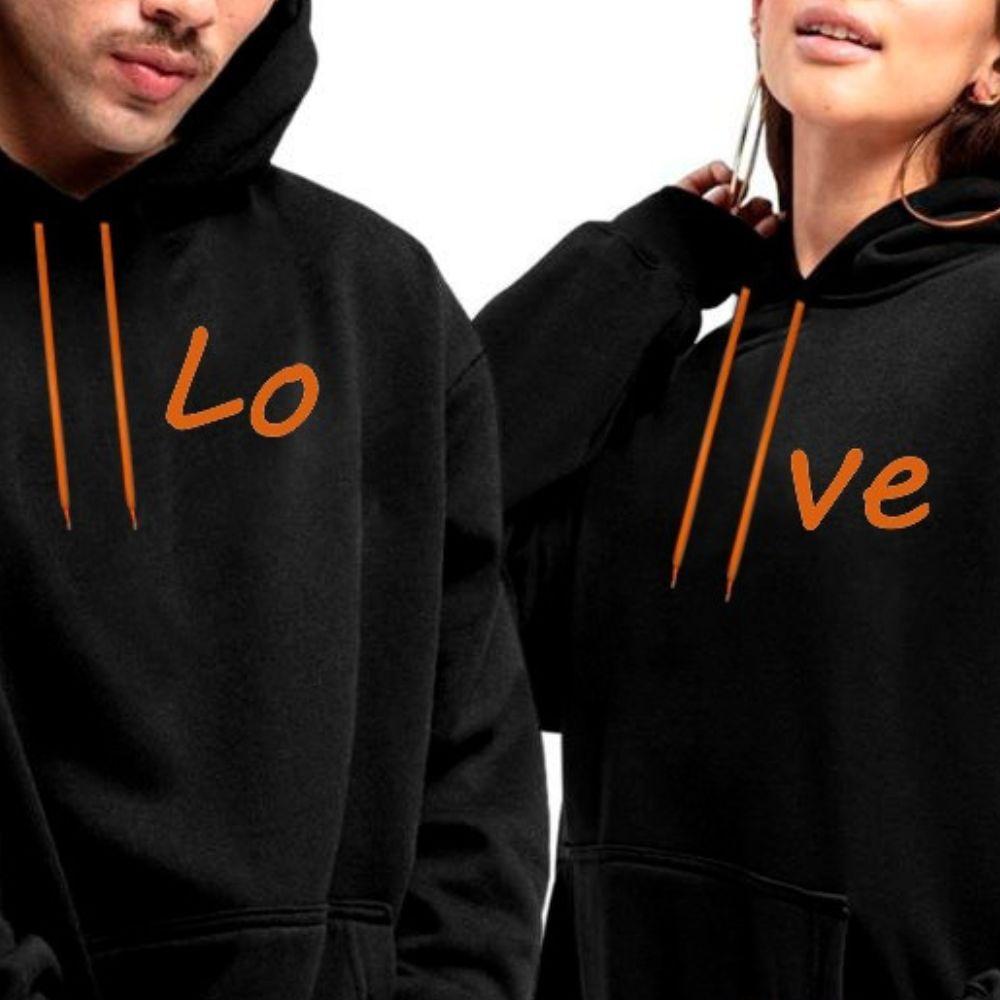 Kit Casal Blusa Moletom Com Capuz Namorados Combinando Love Hyve