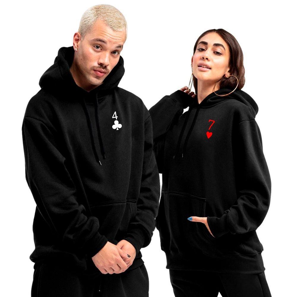 Kit Casal Moletom Modelo Canguru Capuz Namorados Combinando Hyve