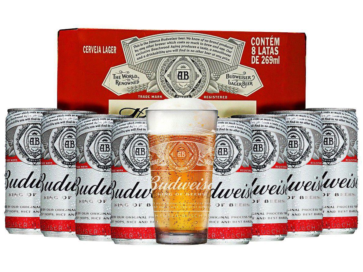 Kit Cerveja Budweiser American Standard Lager 269ml Cada 8 Unidades