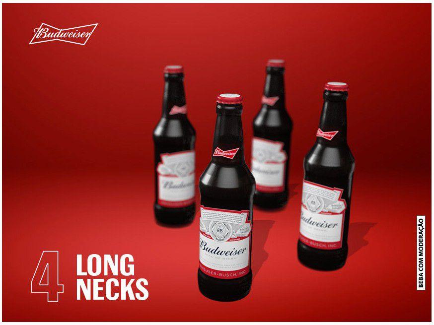 Kit Cerveja Budweiser Bud Box Lager 4 Unidades 330ml com Copo e Porta