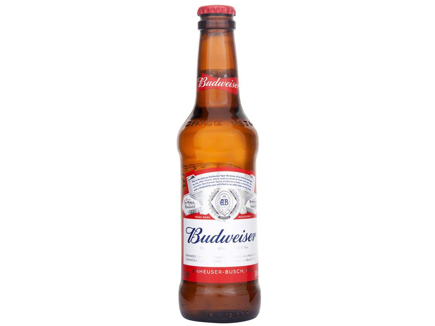 Kit Cerveja Budweiser Bud Box Lager 4 Unidades 330ml com Copo e Porta Copo Bebidas