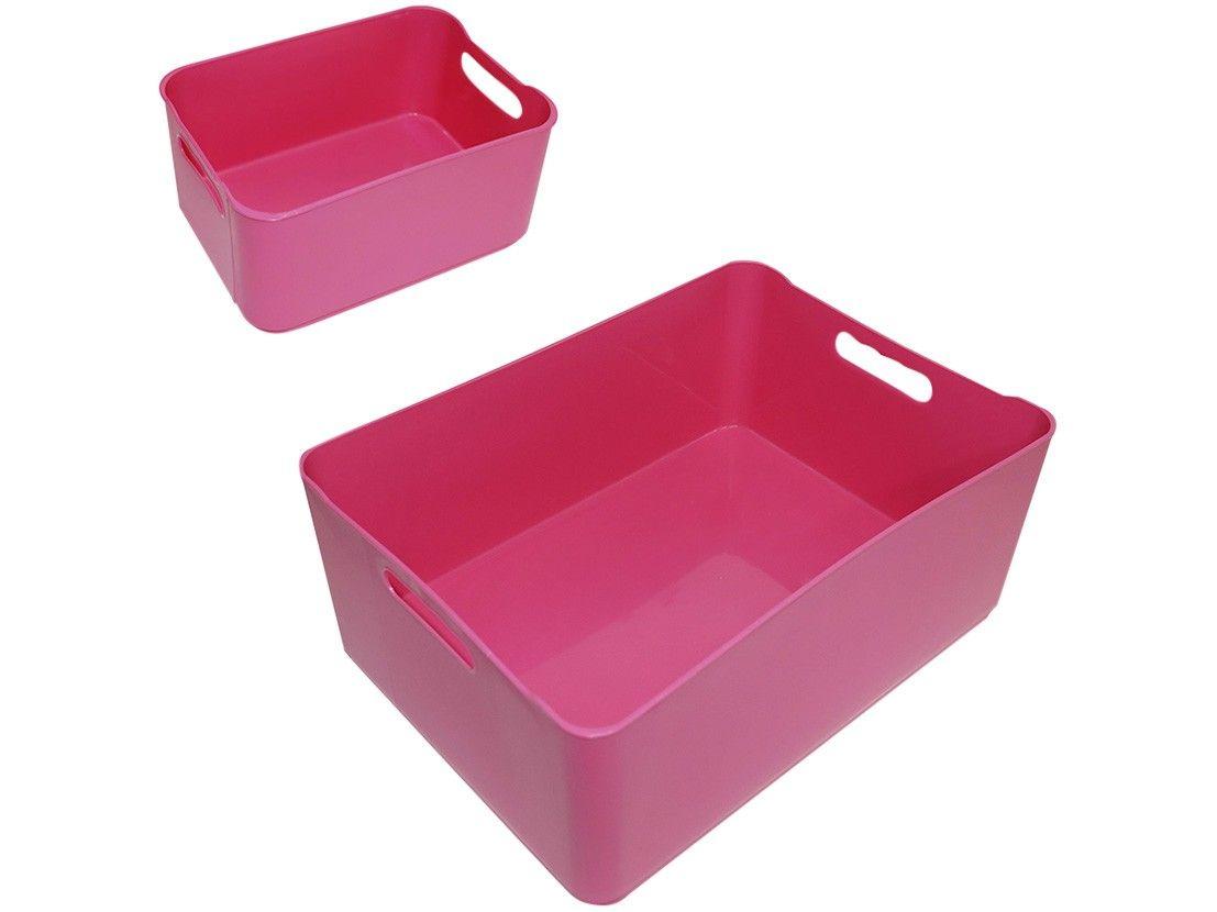 Kit Cestos Organizadores Retangulares Rosa