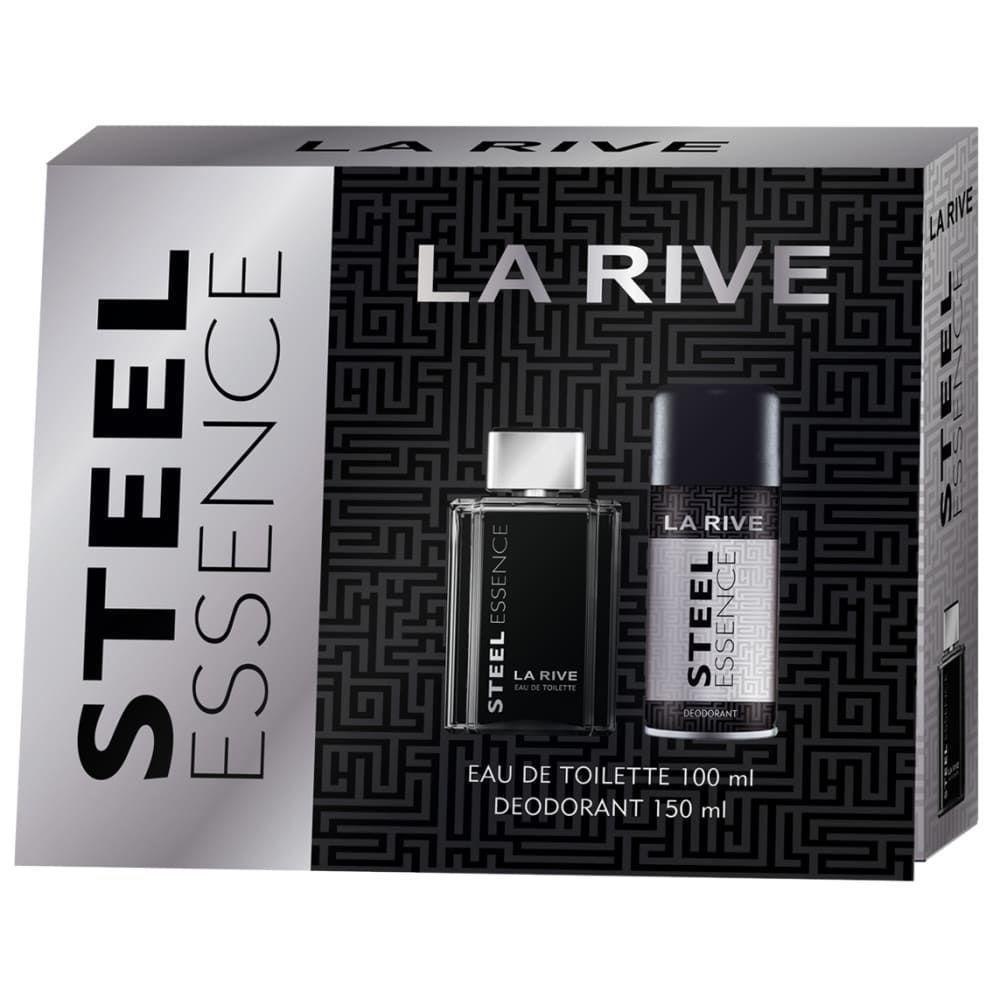 Kit Coffret La Rive Steel Essence Perfume Masculino Eau de Toilette 100ml + Desodorante 150ml