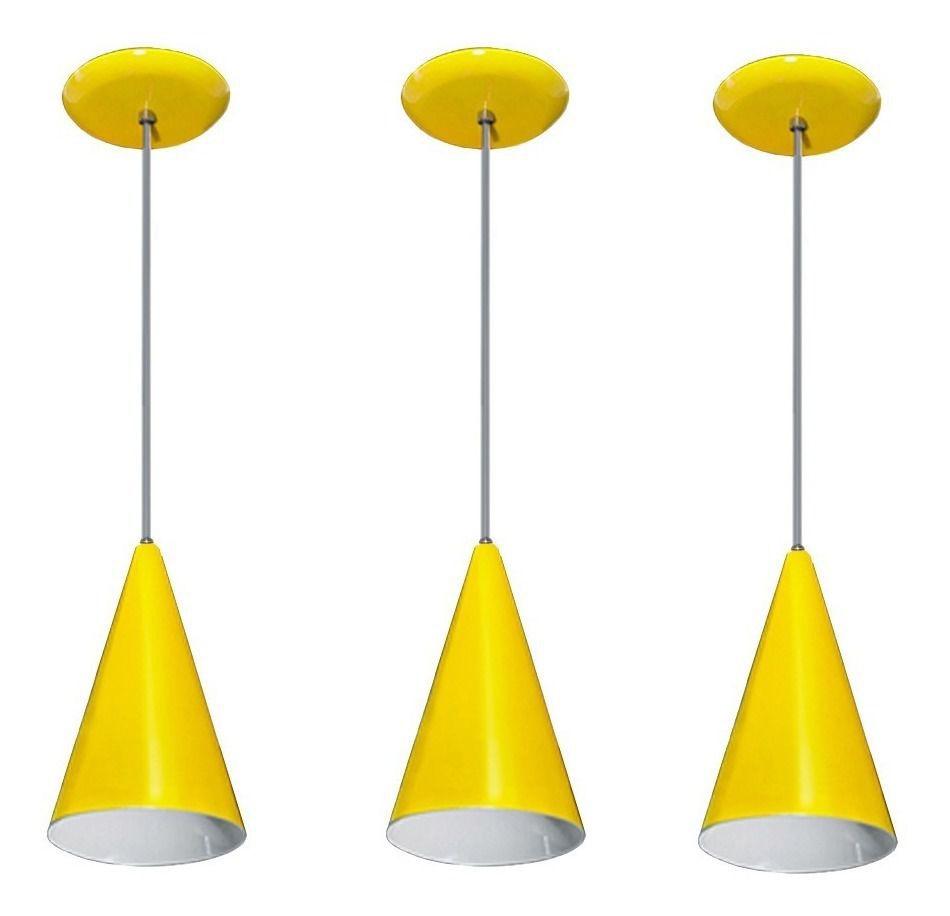 Kit Com 03 Luminarias Pendente Colorido (varias Cores)