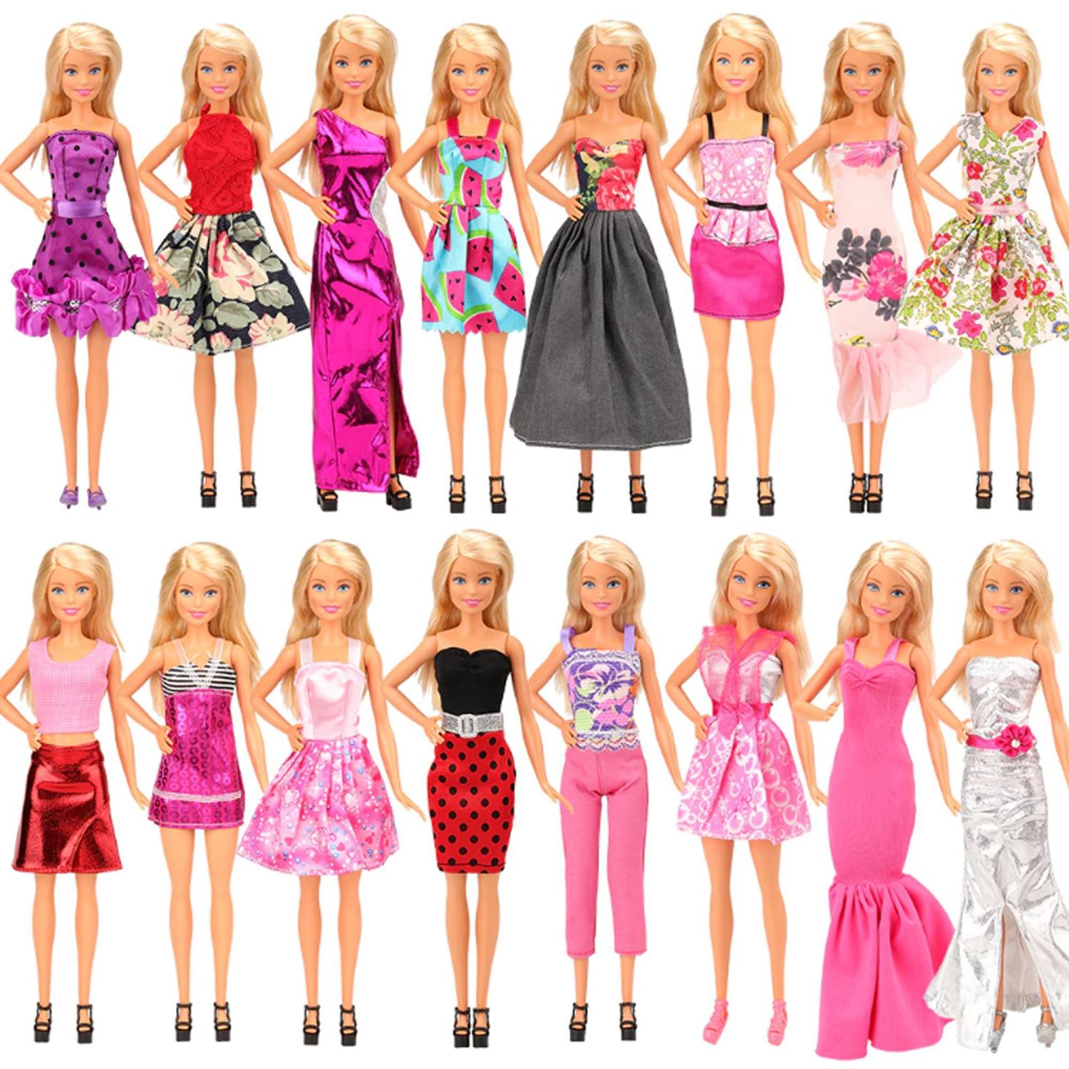 Novos vestidos de bonecas Barbie 30pcs Acessório Roupa inclui 10 Roupa de Alta Qualidade 