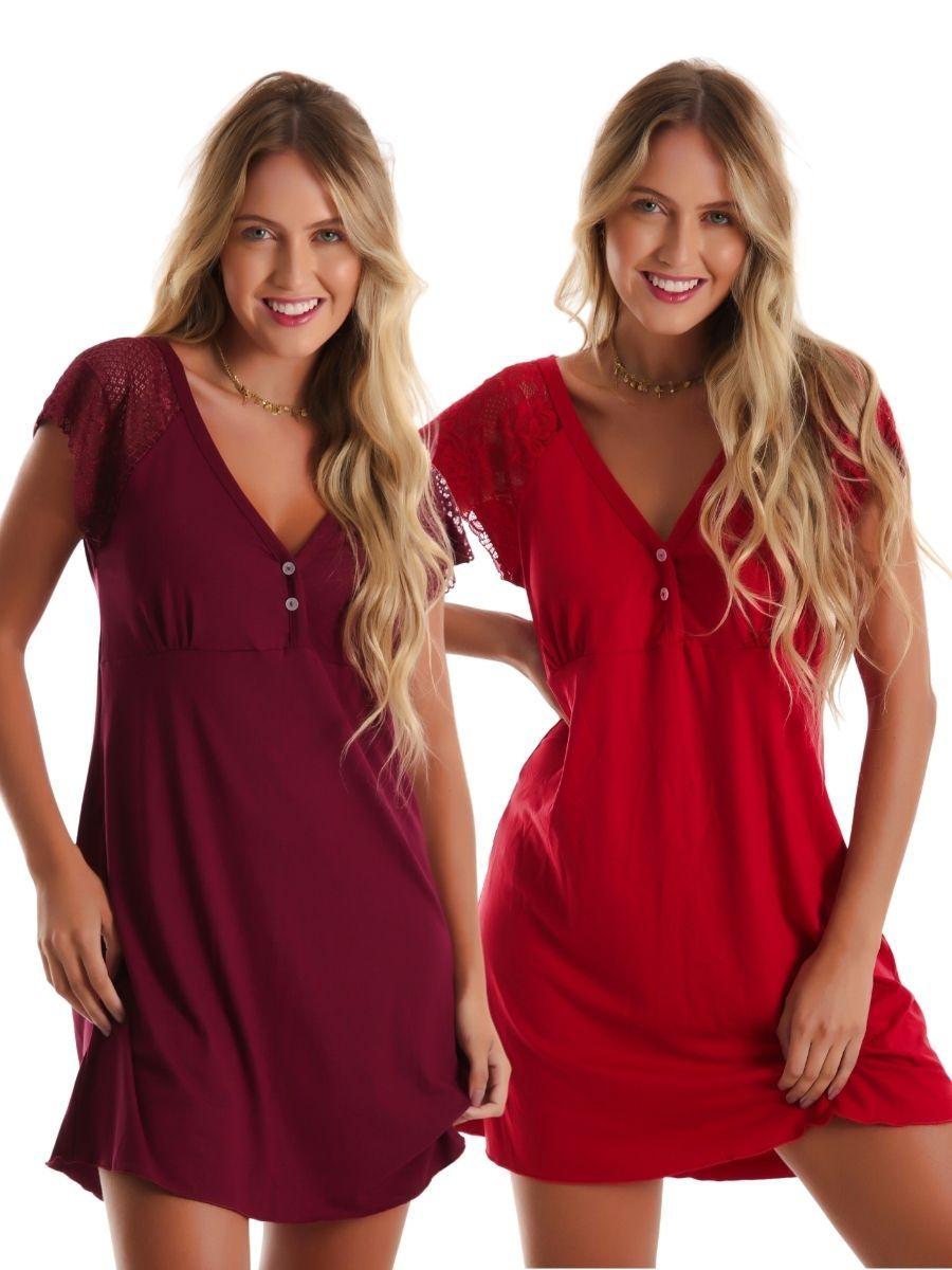 Kit com Camisolas Confortáveis em Viscose com Detalhes em Renda