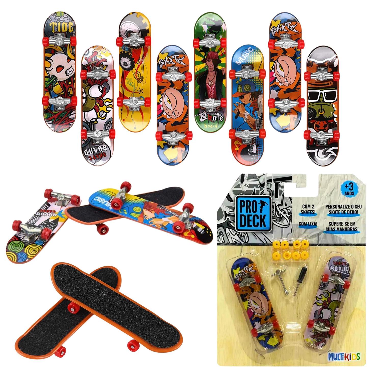 Kit 5 Skate De Dedo Fingerboard Sk8 Truck Lixa Miniatura