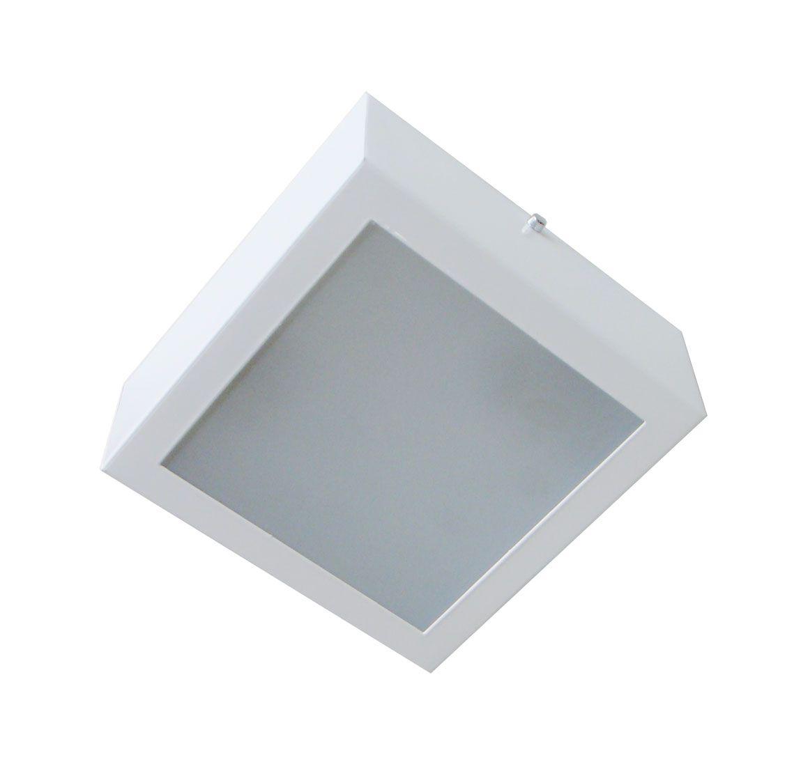 kit com 3 Plafon de sobrepor 20x20 em aço e vidro jateado luminária de