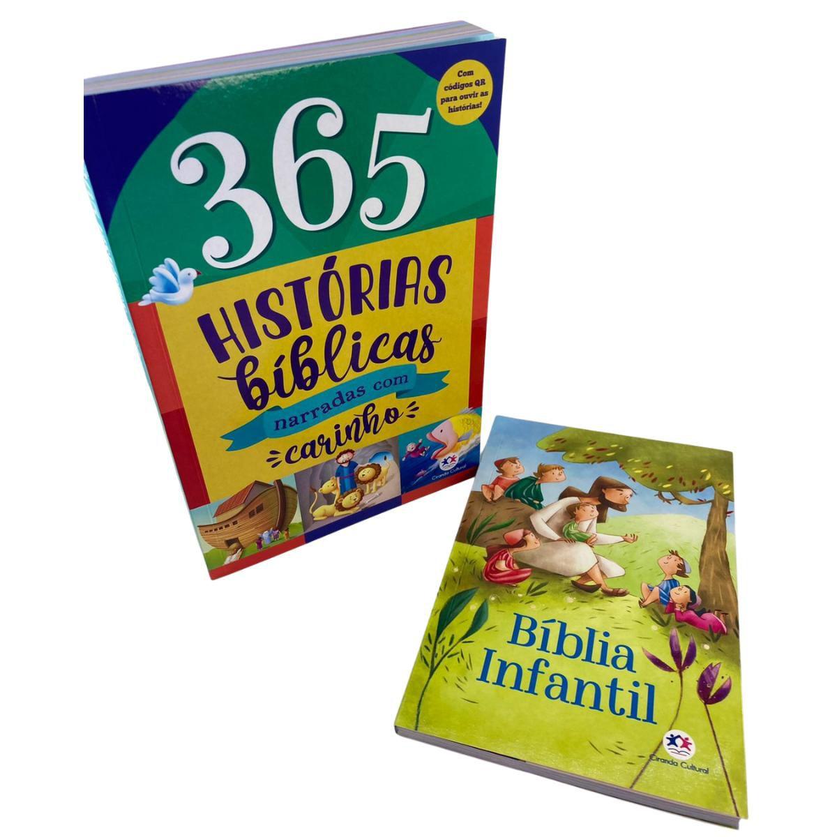 Kit 02 Livros Infantil 365 Histórias Bíblicas Para Ler e Ouvir +