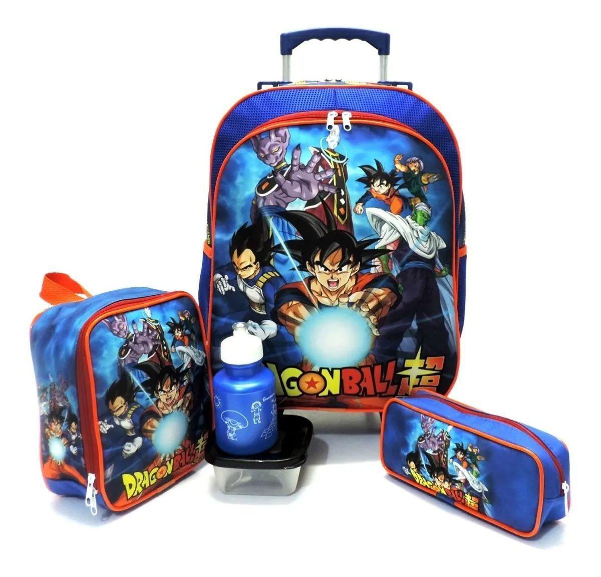 Mochila Rodinhas Dragon Ball Z Goku Vegeta + Estojo De Lapis