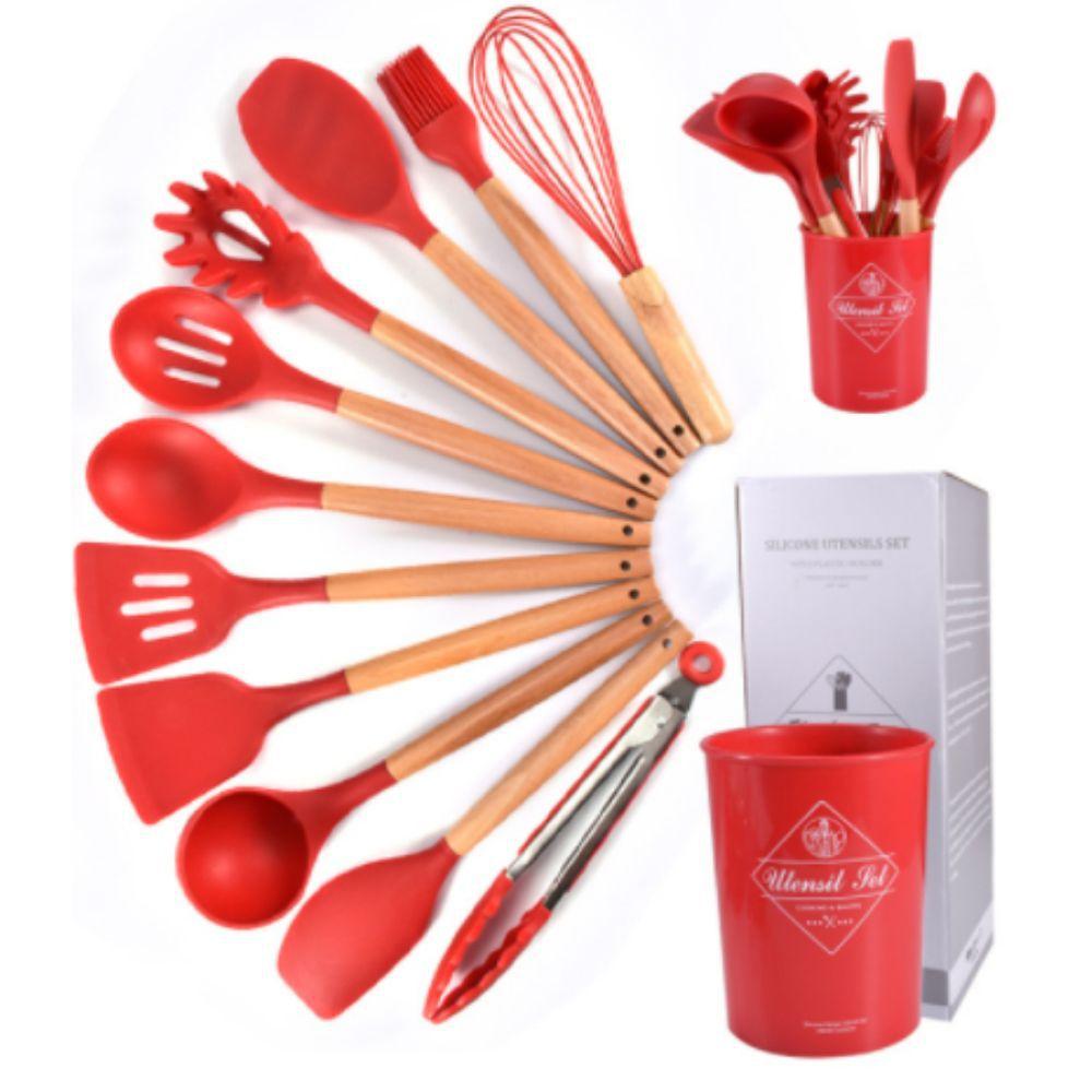 Kit Conjunto Colheres Utensílios De Cozinha Silicone 11pçs - LIP ...