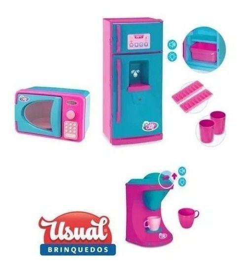 Cozinha de brinquedo com microondas e geladeira Clearance