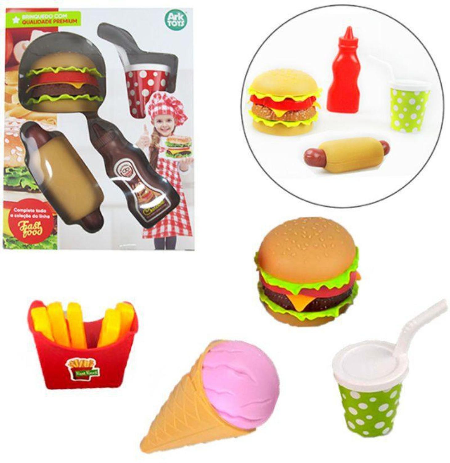 Kit Comidinha Infantil Hambúrguer Hot-dog C/ Milk Shake - ARK