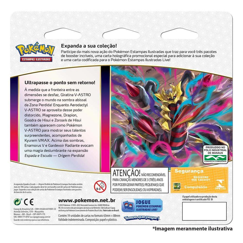 Kit de Cartas Pokemon Blister Triplo Origem Perdida 3 Pacotes + 1