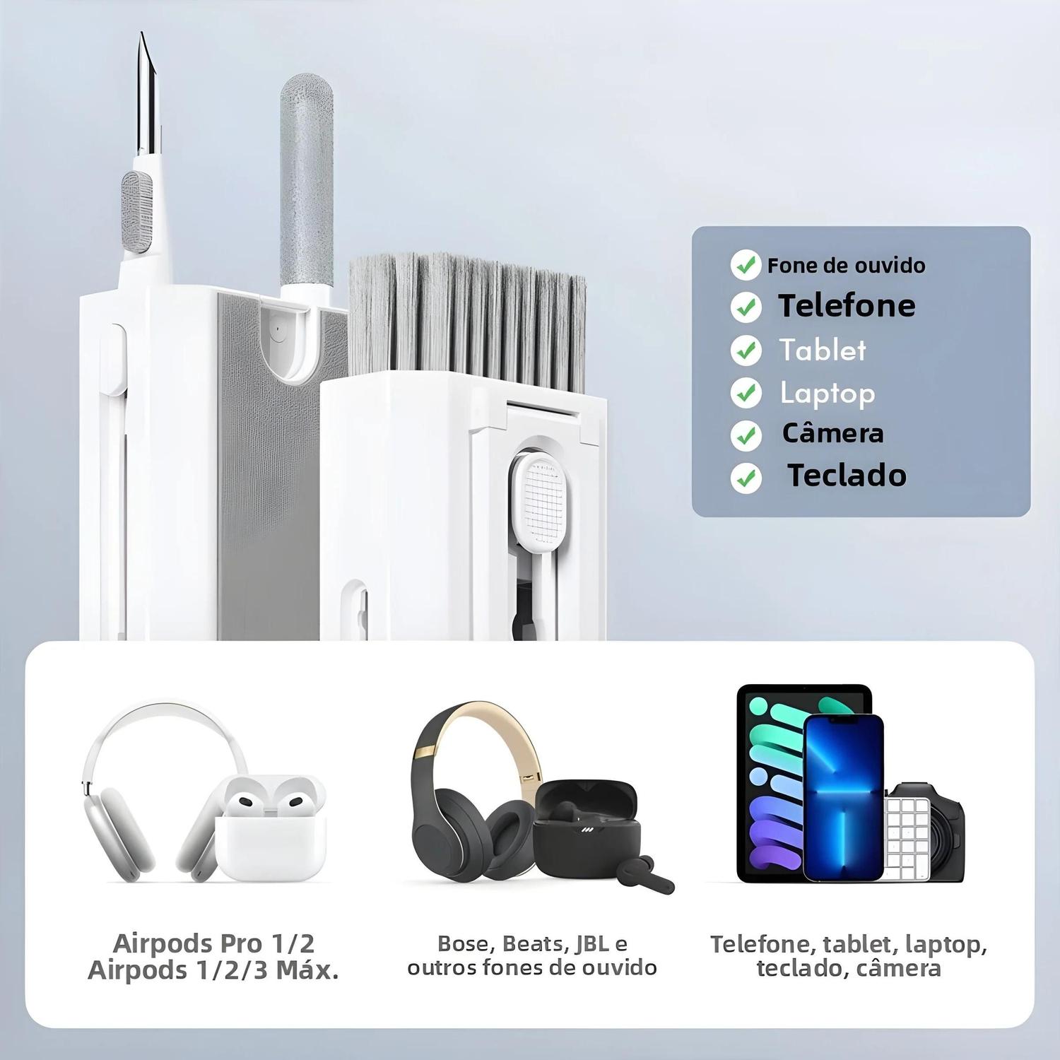 Imagem de Kit De Limpeza 8 Em 1 Para Teclado, Fone De Ouvido, AirPods, Computador, Tablet, Laptop, Tela De TV