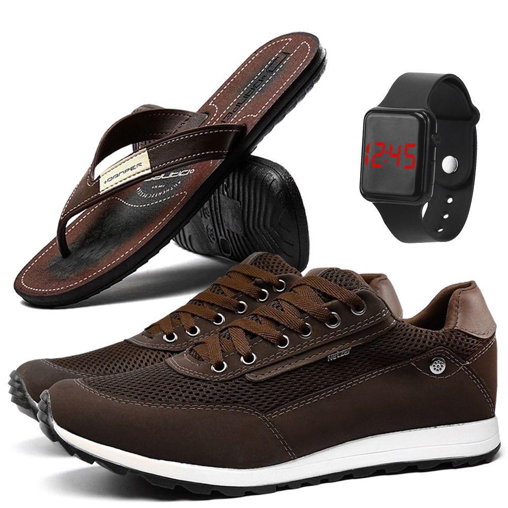 Kit de Tênis Jogger Masculino Sapatênis Casual Esporte Fino com Chinelo e  Relógio Digital - SapatoFran - Kit Masculino - Magazine Luiza