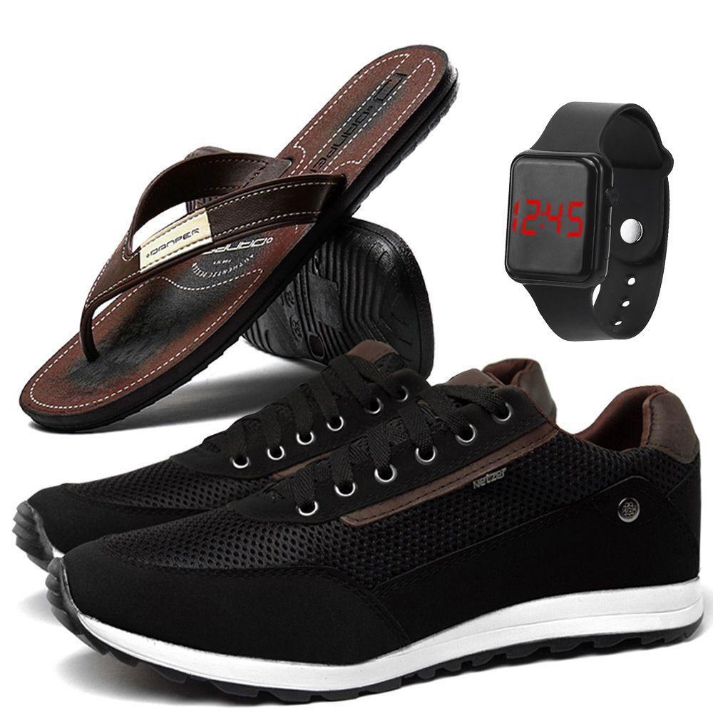 Kit de Tênis Jogger Masculino Sapatênis Casual Esporte Fino com Chinelo e  Relógio Digital - SapatoFran - Kit Masculino - Magazine Luiza