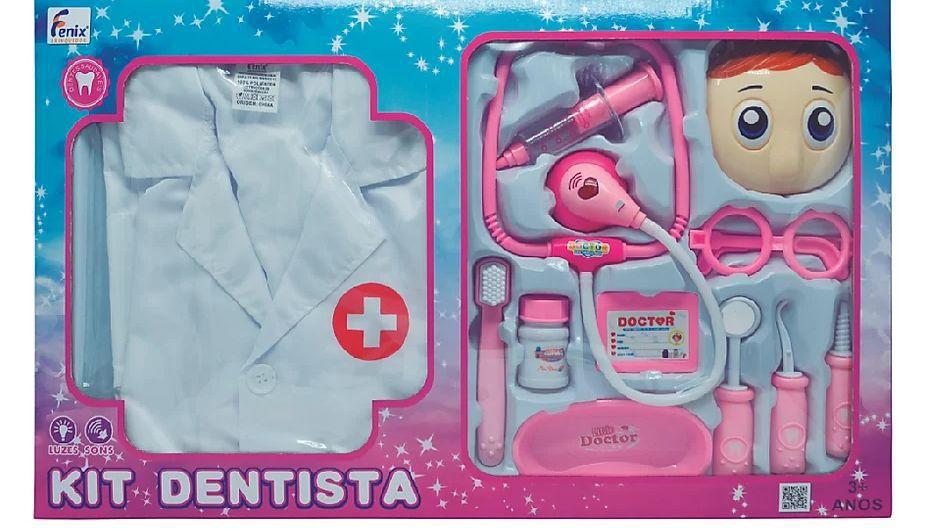 BRINQUEDO KIT DENTISTA GRANDE PARA MENINAS ROSA - FÊNIX