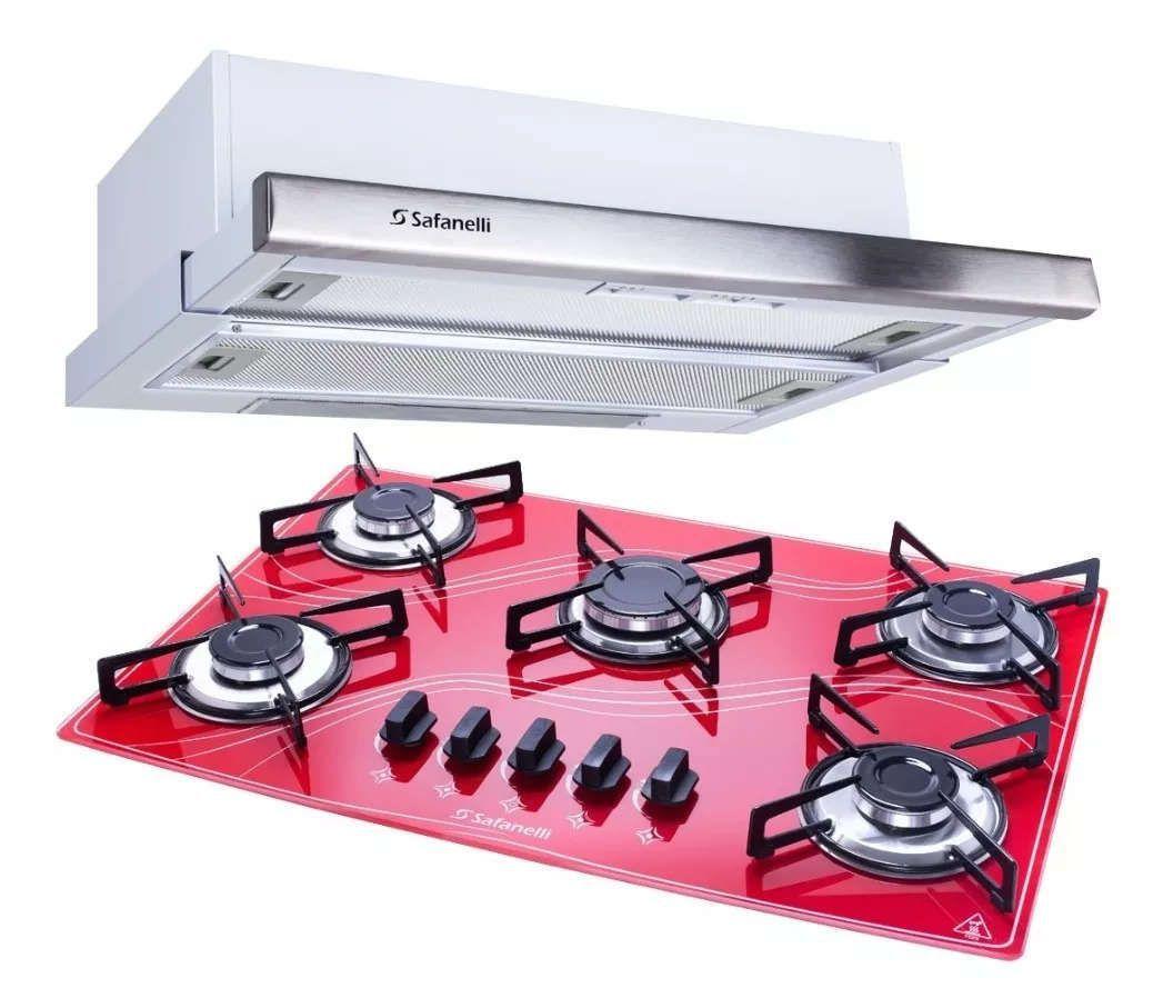 Kit Depurador Embutir 60cm e Cooktop 5 Bocas Lines Safanelli ...