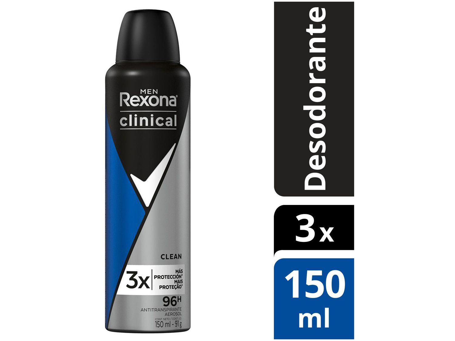 Desodorante Antitranspirante Aerosol Rexona Men Clinical Clean 150ml