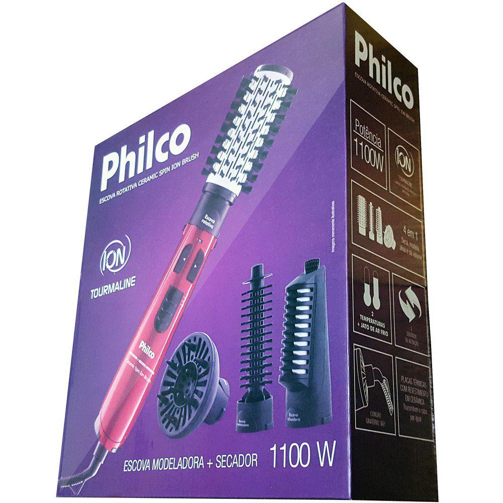 Kit Escova Secadora Rotativa Philco Spin Íon Brush Pec05v 220V - Escova ...