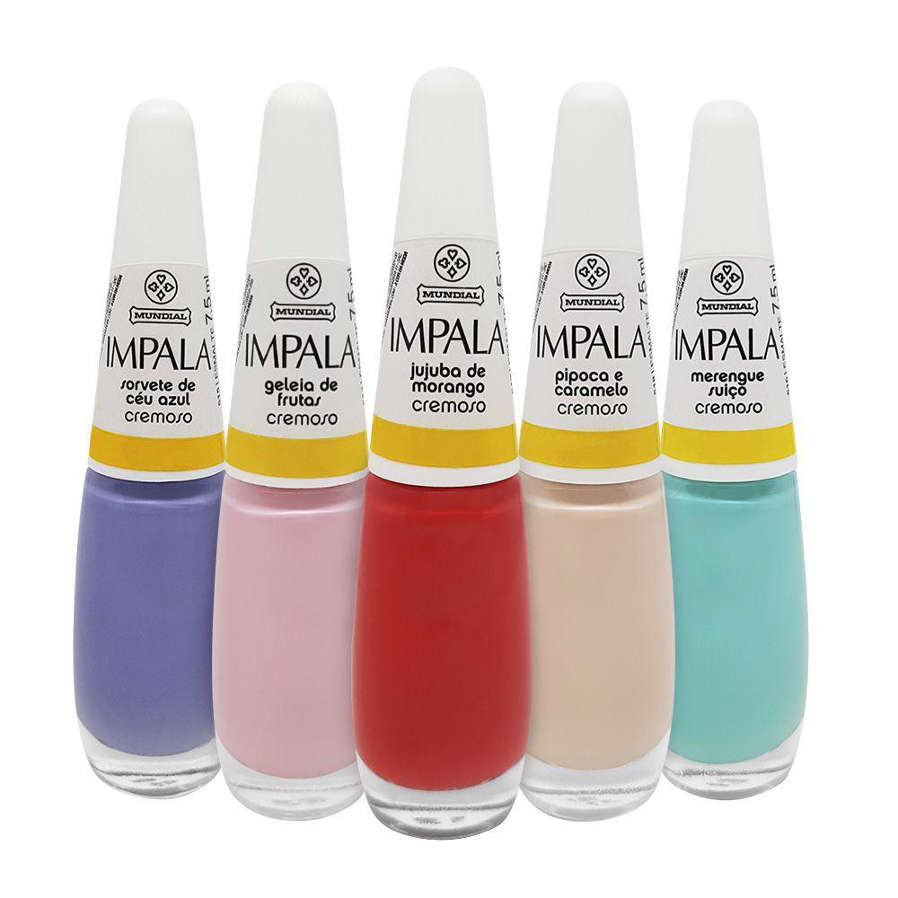 Kit Esmaltes Impala Lollipop Cremoso Candy Collor 5 Cores Unhas E Acessorios Magazine Luiza