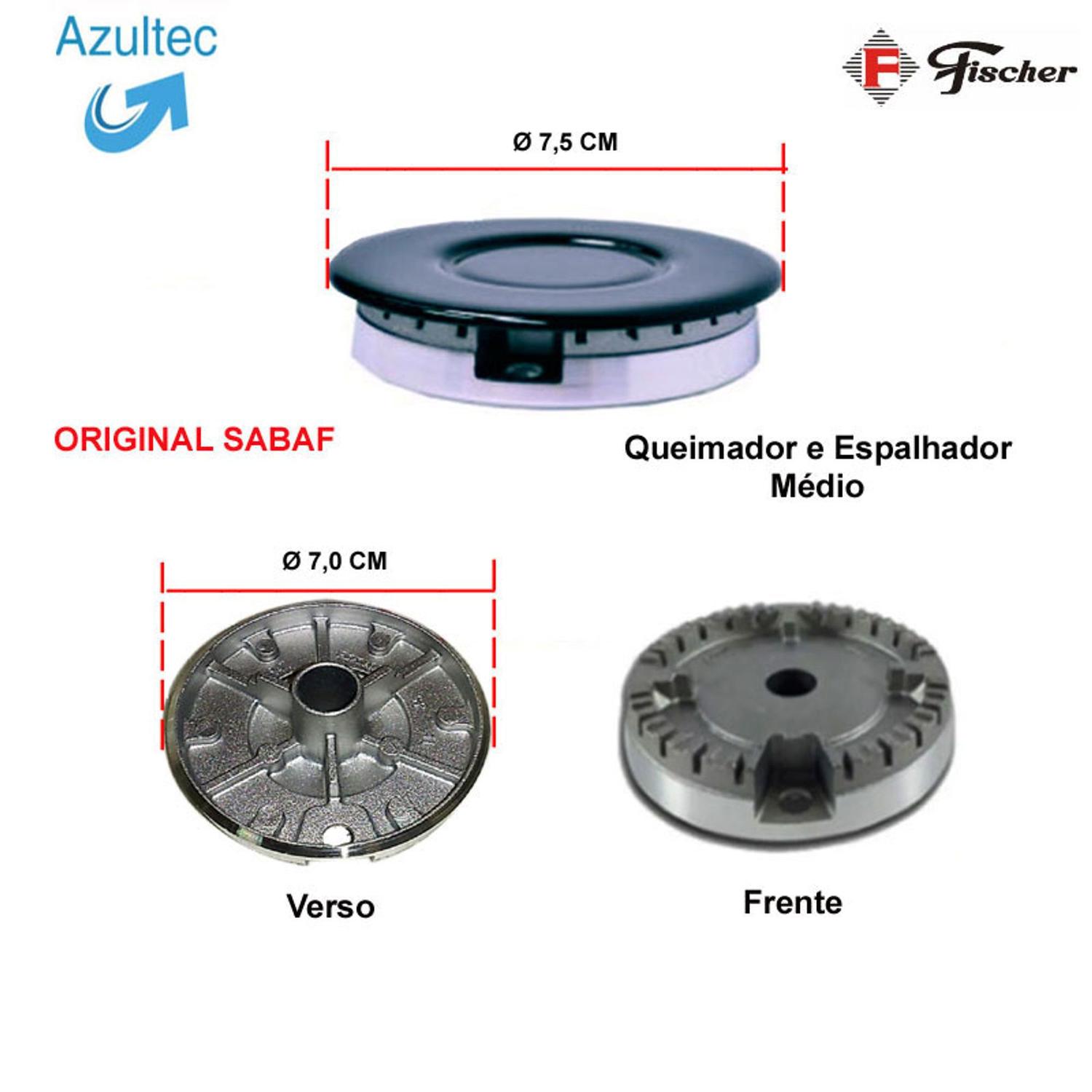 Kit espalhadores + bacias para fogão cooktop fischer 4 bocas