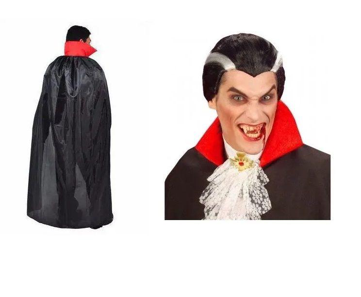 Fantasia Vampiro Drácula Halloween Masculina Luxo C/ Capa