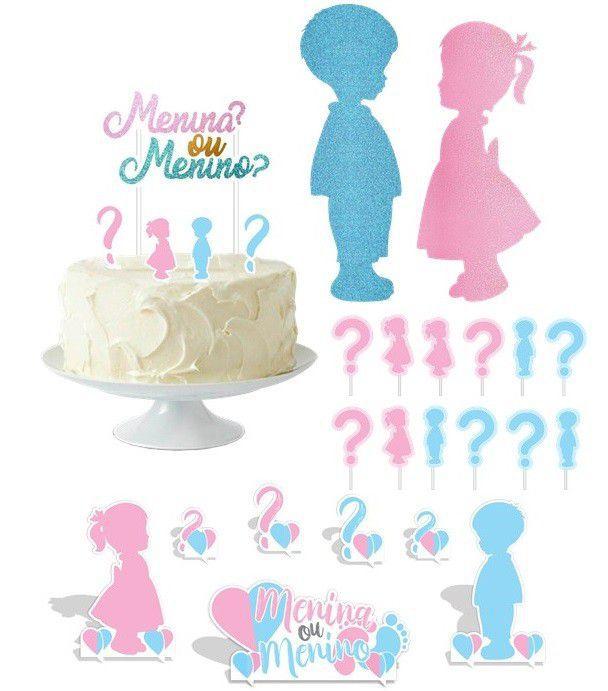 Kit Festa Decoracao Eva Cha Revelacao Com Topo De Bolo Piffer Kit Decoracao De Festa Magazine Luiza