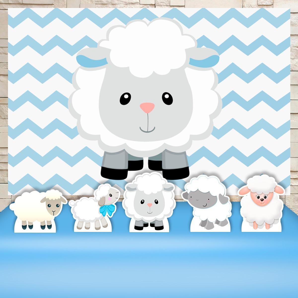 Kit Festa Prata Ovelhinha Cha De Bebe Azul Impakto Visual Kit Decoracao De Festa Magazine Luiza