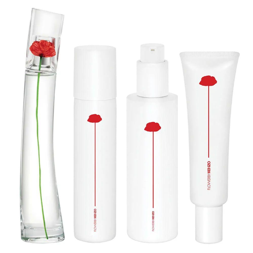 Kit Flower Refilavel by Kenzo Eau de Parfum Perfume Feminino 100ml Bruma Hidratante Creme para maos Kit de Perfume Magazine Luiza