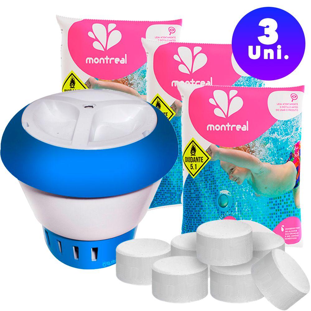 Imagem de Kit Flutuador Hb 3 Pastilhas Tripla Ação Montreal P/ Piscina