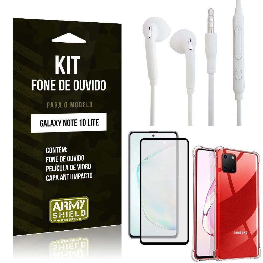 Kit Fone de Ouvido Galaxy Note 10 Lite + Capa Anti Impacto + Película Vidro  3D - Armyshield - Kit Capinha e Película para Celular - Magazine Luiza