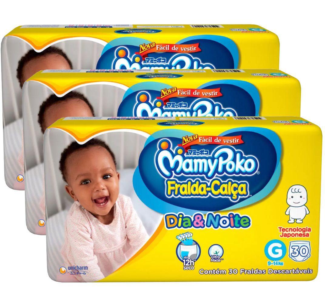Kit Fralda Calça Mamypoko Dia e Noite G - 3 Pacotes com 30 Unidades ...