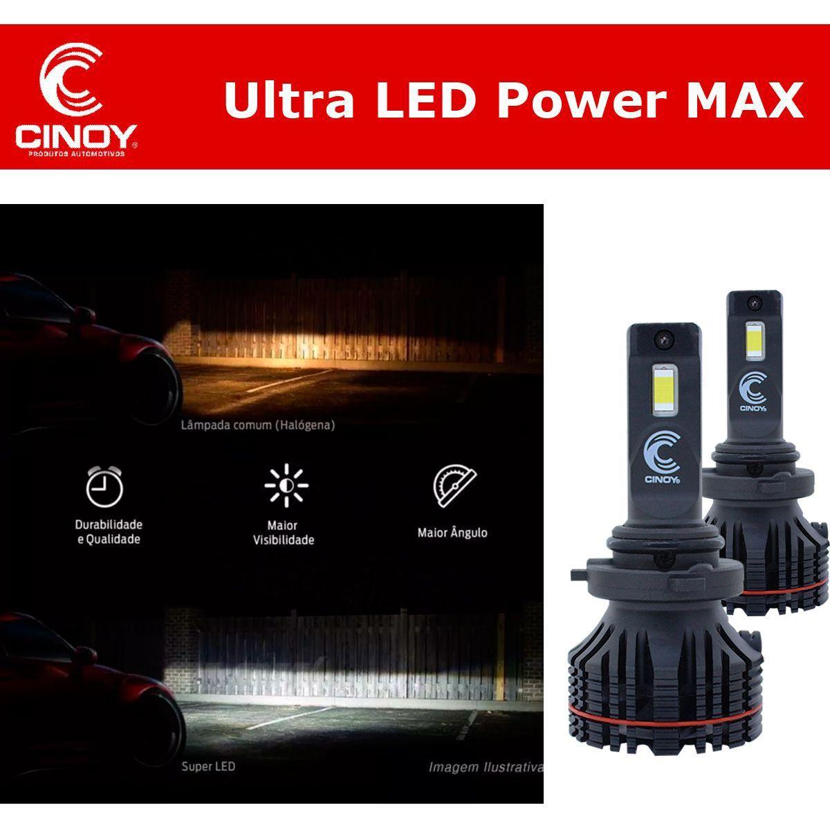 Imagem de Kit Lampada Ultra Led Power Max Cinoy H4 IP65 10000Lm 6000k Fácil instalação Plug anda play