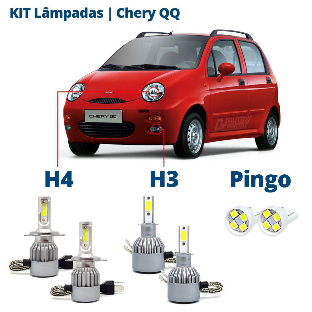 Kit Lampadas Chery Qq 11 12 13 14 15 16 Super Led C6 6000k 70 Lumens Branca Lampada Automotiva Magazine Luiza