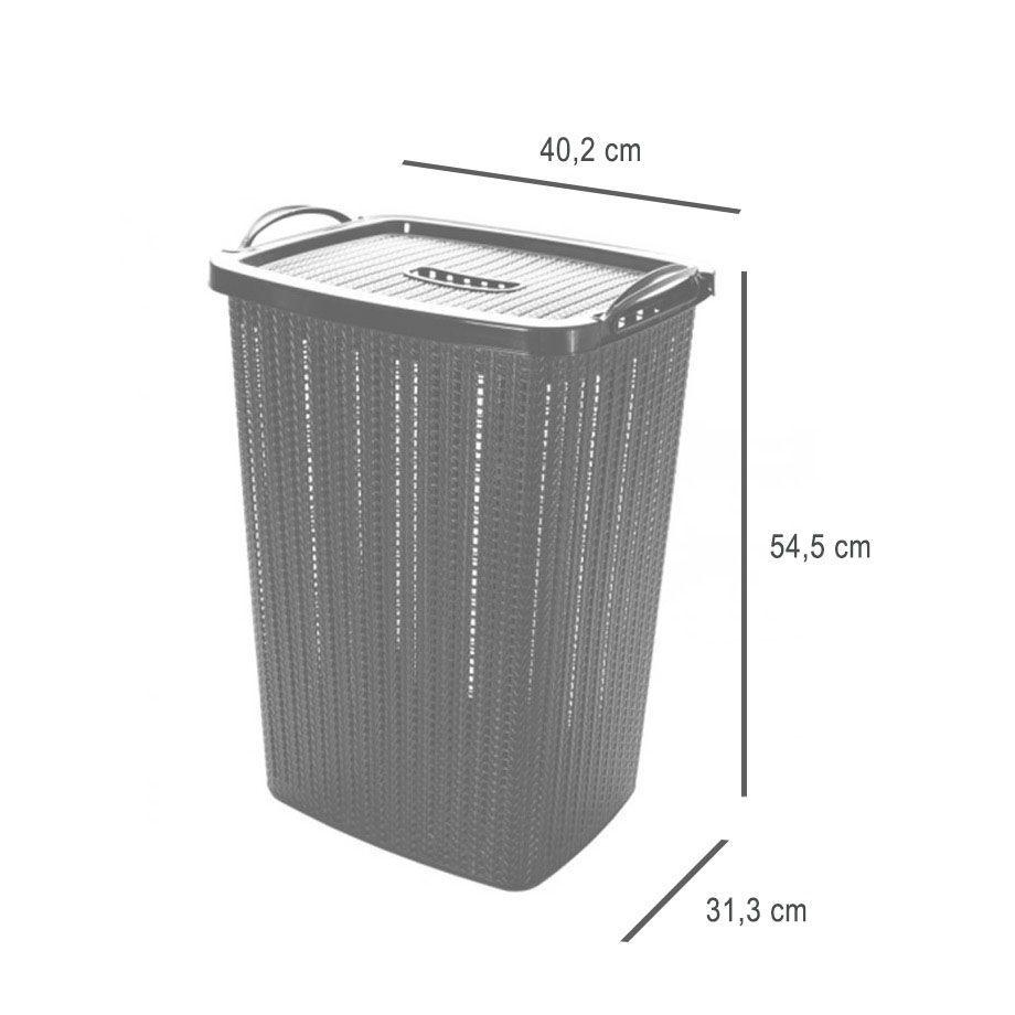 Kit Lavanderia Cesto de Roupa Branco Lixeira Cesta Plástico - Plasutil