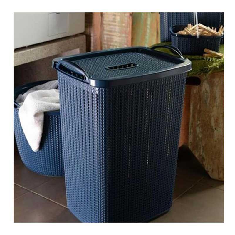 Kit Lavanderia Cesto de Roupa Preto Lixeira Cesta Plástico - Plasutil